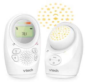 אינטרקום דו-כיווני לתינוק DM1212 בטכנולוגיית DECT 6.0 לצליל נקי עם מקרן תקרה מנגן ומד טמפרטורה