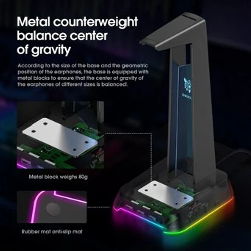 רכזת RGB + יציאה לאוזניות/מיקרופון + מעמד אוזניות - מבית Onikuma דגם ST-2
