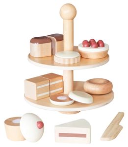 מגש 2 קומות עם 9 עוגות וקינוחים אחרים למשחקי דמיון