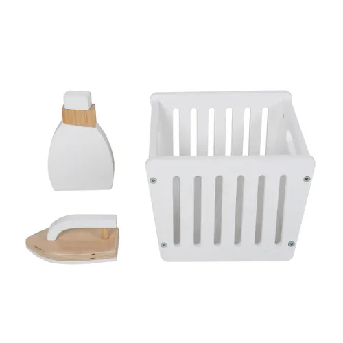 מכונת כביסה מעץ לילדים עם שלל אביזרי משחק