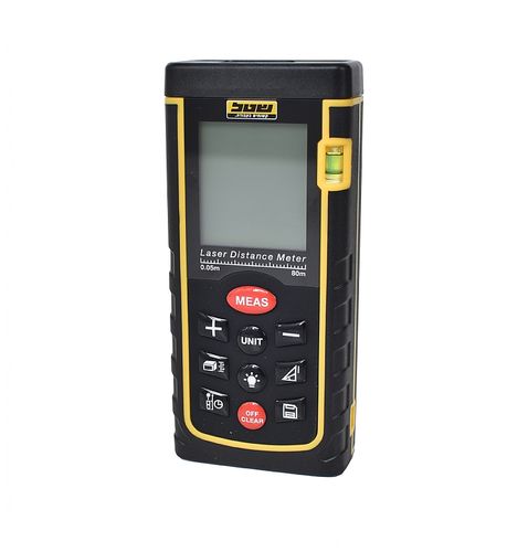 מד מרחק לייזר דיגיטלי Shatal LDM-80 למדידות מדויקות עד 80 מטר עם מסך LCD מואר, בועת פלס מובנית ונרתיק נשיאה - מק