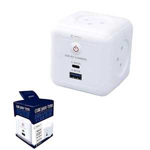 מפצל חשמל ל-4 קוביה עם הארקה+ מפסק+ שקע USB+ TYPEC 2A
