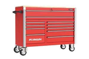 Fixman U54RW11 – עגלת כלים מקצועית 11 מגירות עם משטח עץ