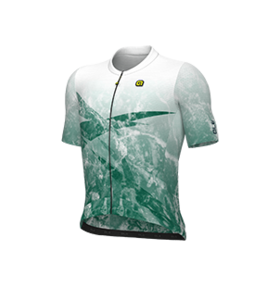 חולצה קצרה לרכיבת אופניים לגברים PR.E QUARTZ JERSEY לבן-ירוק אוקיינוס אולטרא לייט אלסטית טכנית ומנדפת ביותר