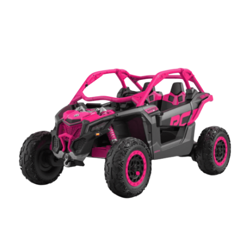 רכב שטח ממונע לילדים Can-Am קאן אם מאבריק דגם Maverick X3 TURBO גלגלי אוויר ומנועי WG ענק 24V - צבע ורוד פוקסיה