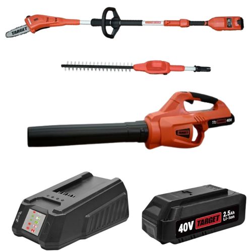 מולטי טול משור גובה ומגזמת נטען 40V + מפוח עלים 40V PBC40S + סוללה 4 אמפר + מטען מהיר