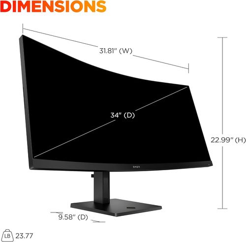 מסך מחשב OMEN 34 inch WQHD 180Hz Curved Gaming Monitor - OMEN 34c G2 AV4C1AA