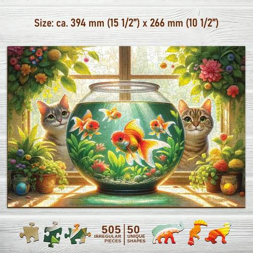 פאזל עץ 505 חלקים חתולים ודגי זהב L