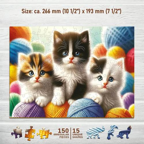 פאזל עץ 150 חלקים חתולים בצמר M
