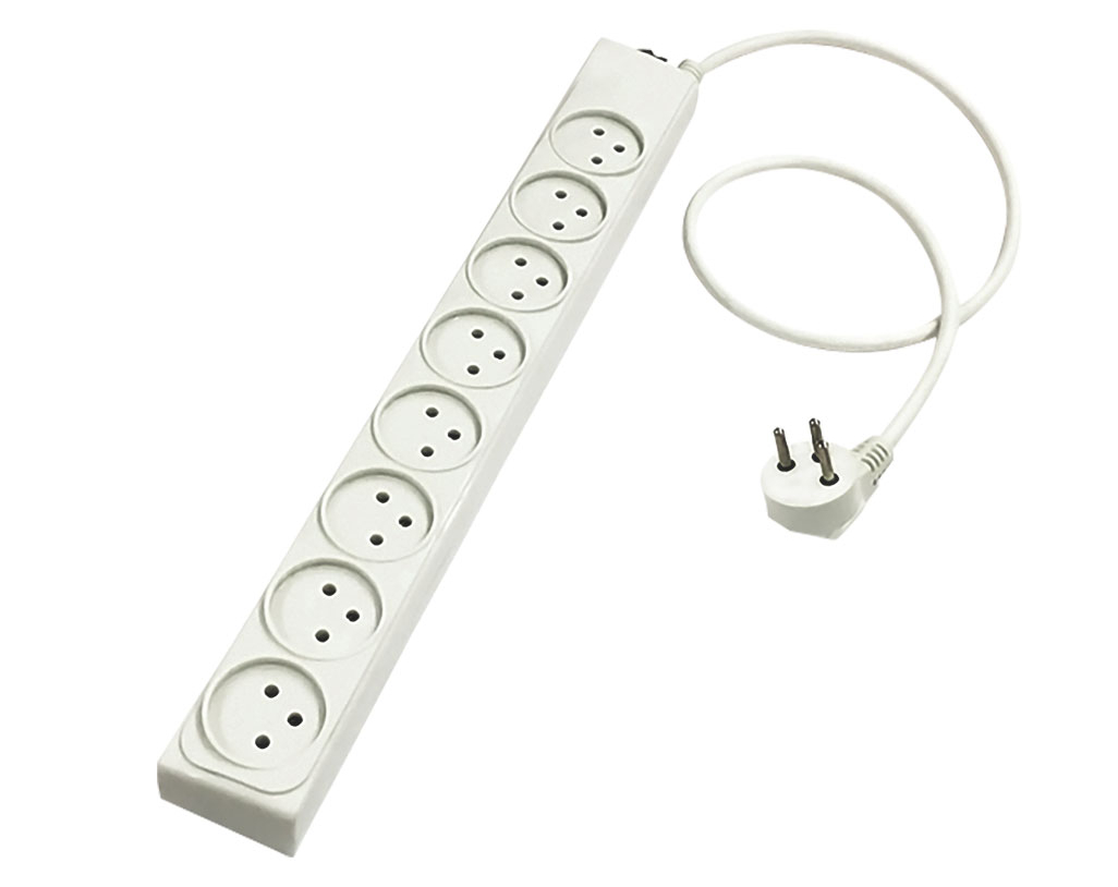 רב שקע 8 שקעים + כבל מאריך 3 מטר בלי מפסק רב כח בתי תקע מקט 510803 Waisbord 16A RKH8