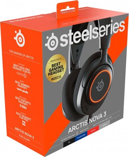 אוזניות גיימינג חוטיות SteelSeries Arctis Nova 3 - צבע שחור