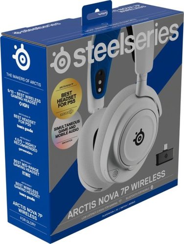 אוזניות גיימינג אלחוטיות SteelSeries Arctis Nova 7P Wireless - צבע לבן
