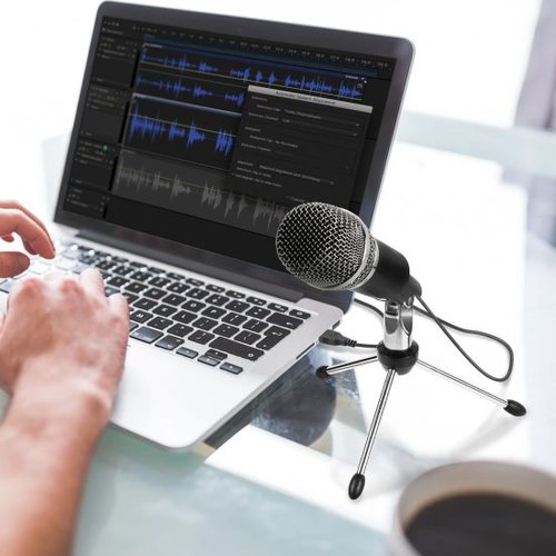 מיקרופון שולחני עם מעמד Fifine K668 USB Cardioid Condenser - צבע שחור