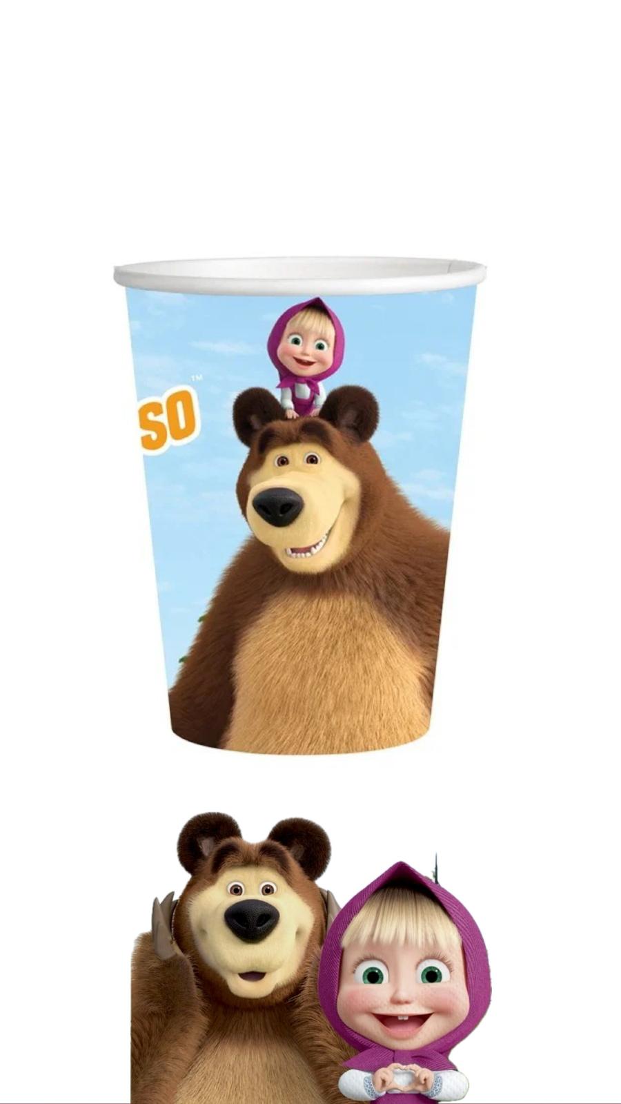 כוסות נייר מאשה והדוב 8 יח