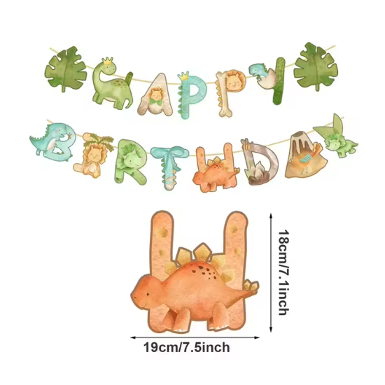 שרשרת דגלים חיות Happy Birthday