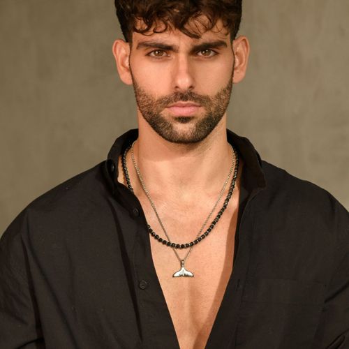 שרשרת חריטה תליון-סנפיר לגבר