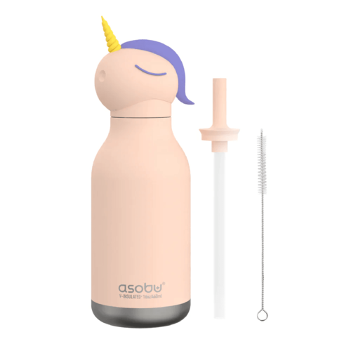 בקבוק תרמי ASOBU Bestie - חד קרן 460 מ״ל עם קש