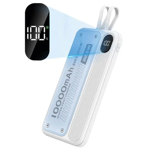 מטען נייד 10000mAh 22.5W עם צג וכבל מובנה RFK-10000CHARGE הקונטיינר 