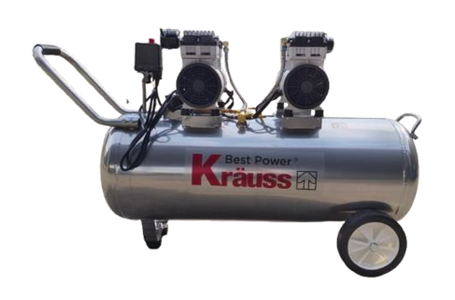 מדחס 200 ליטר שקט ללא שמן 2 ראשים KRAUSS