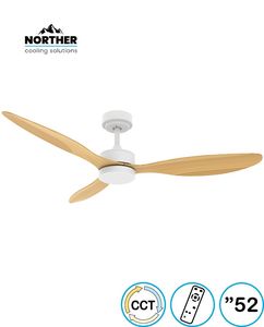 מאוורר תקרה 52" VERMONT 24W CCT לבן+עץ 