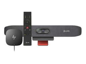 מערכת ועידה Poly Studio R30 USB Video Bar ושלט רחוק BT עם תחנת עגינה HP USB-C Dock G5