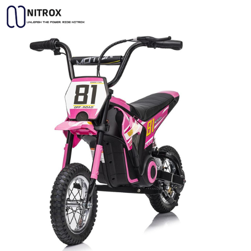 אופנוע שטח מקצועי לילדים 24V מנוע שרשרת מבית NITROX - צבע ורוד