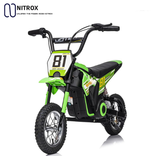 אופנוע שטח מקצועי לילדים 24V מנוע שרשרת מבית NITROX - צבע ירוק
