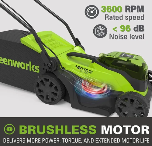 מכסחת דשא נטענת Greenworks 48V (2×24V) עם מנוע Brushless, מהירות סיבוב 3600 סל