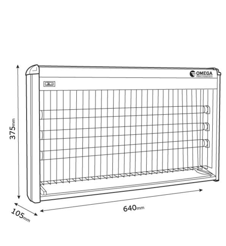 קטלן יתושים חשמלי Omega OM IK201‑3X20W (3×20 W – 60 W)