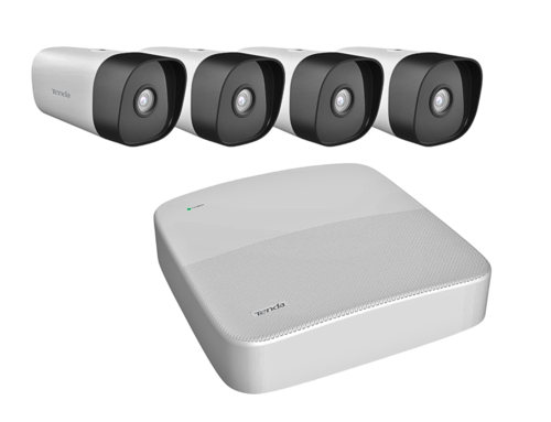 מערכת אבטחה חכמה עם 4 מצלמות 4MP וNVR, זיהוי תנועה ואדם - Tenda K4P-4TR