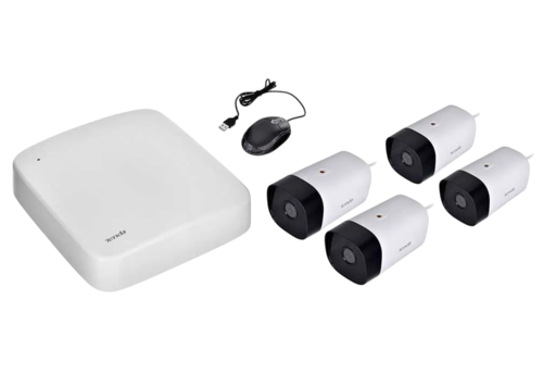 מערכת אבטחה חכמה עם 4 מצלמות 4MP וNVR, זיהוי תנועה ואדם - Tenda K4P-4TR