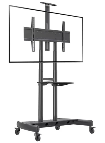 מעמד רצפתי למסך טלוויזיה למסכים עד 90 אינץ' כולל גלגלים - שחור