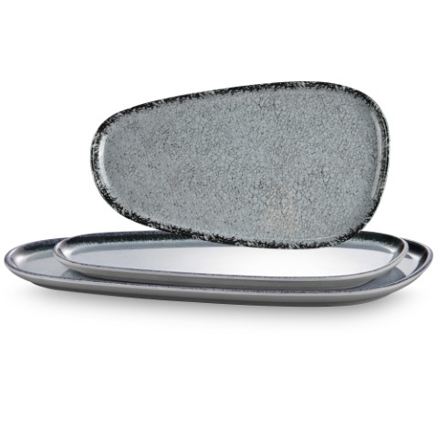 פלטה אליפסה 45*25 ס"מ מלמין צבע אפור - Y.C.034457/YZ-T17.8