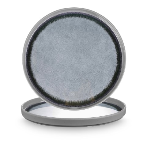 צלחת עגולה 24 ס"מ קנט ישר מלמין צבע אפור - Y.C.034426/K-0809.5