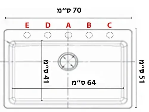 כיור מטבח גרניט בודד דרמקס טופז עם גימור חלק.