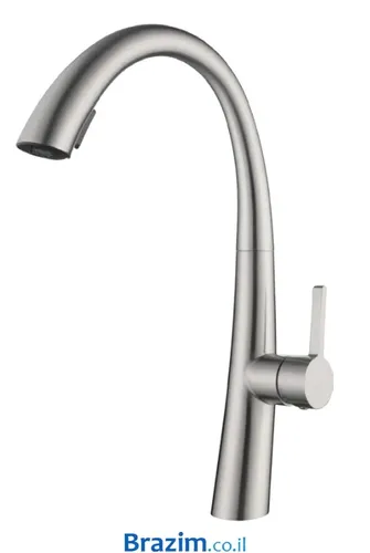 ברז מטבח נשלף 1401 מבית ורד Vered בגימור ניקל מוברש.