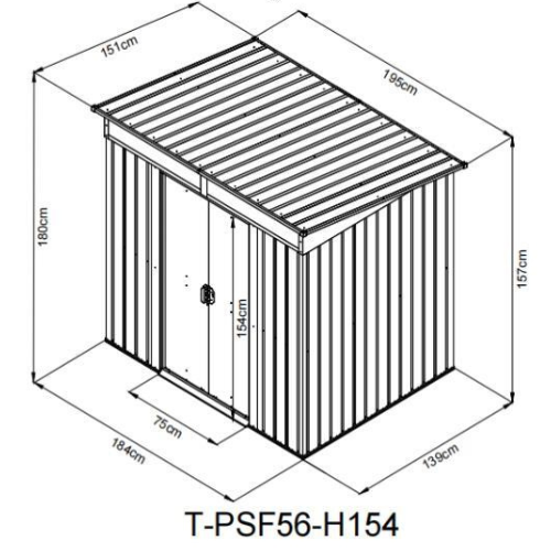 מחסן מתכת 1.95X1.51 דגם PSF56