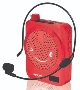 ערכת מדונה: מיקרופון ורמקול נייד נטען - אדום