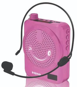 ערכת מדונה: מיקרופון ורמקול נייד נטען - ורוד