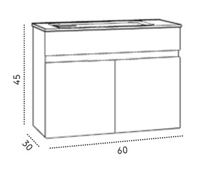 ארון אמבטיה תלוי דגם יהלום מידה 60X30 סמ