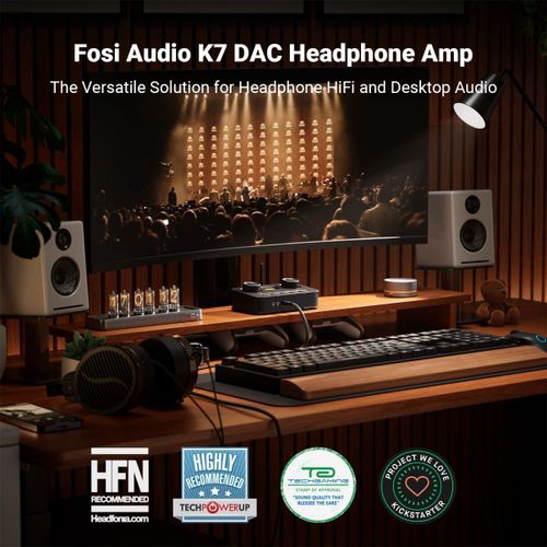 Fosi Audio K7 DAC מגבר אוזניות עם כניסת מיקרופון HIFI גיימרים