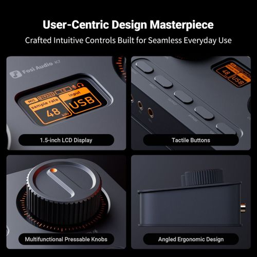 Fosi Audio K7 DAC מגבר אוזניות עם כניסת מיקרופון HIFI גיימרים