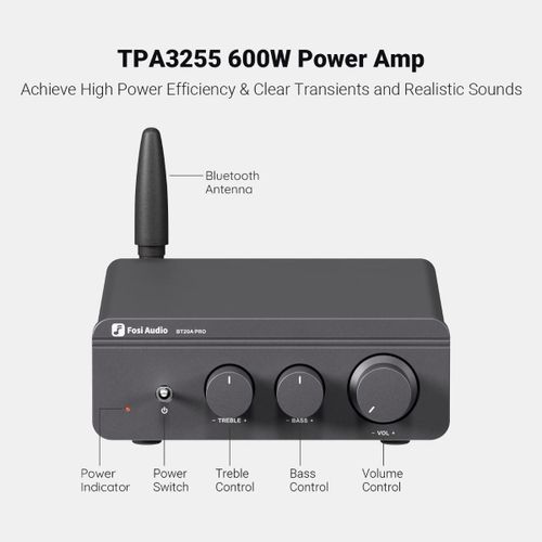 מגבר כוח Fosi Audio BT20A PRO 300W x2 TPA3255 2 ערוצים Bluetooth 5.0 