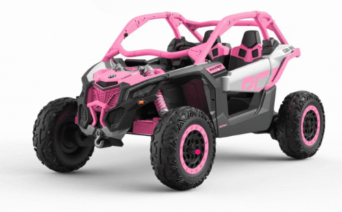 רכב שטח ממונע לילדים Can-Am קאן אם מאבריק דגם Maverick X3 TURBO גלגלי אוויר ומנועי WG ענק 24V - צבע ורוד בייבי