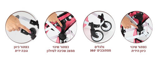 עגלת טיולון לבובה ארבעה גלגלים