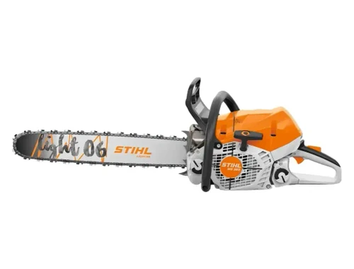 מסור שרשרת בנזין STIHL MS 363 עם להב Light 06 – כלי מקצועי לגיזום וחיתוך עצים בעיצוב כתום-לבן עוצמתי.