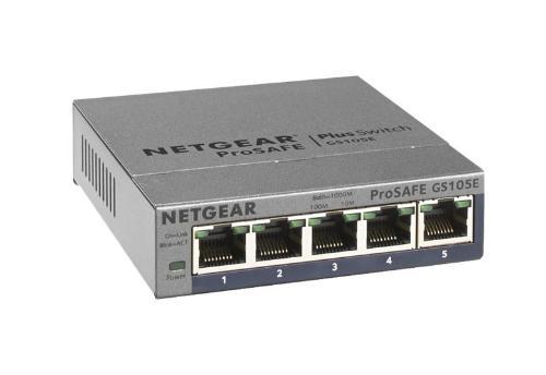 מתג Netgear GS105E — 5-Port Gigabit Ethernet Plus Switch
