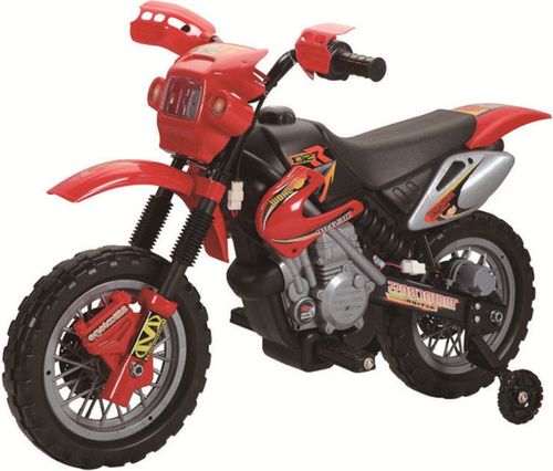 אופנוע שטח חשמלי ממונע 6V עם גלגלי עזר, אפקטים קוליים ותאורה - צהוב