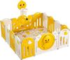גדר פעילות ברווז מפלסטיק 14 חלקים עם דלת נפתחת, סל קליעות, קיפול מהיר ומזרן מבודד - צהוב