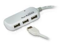 מאריך USB2.0 ATEN UE2120H אקטיבי 12 מטר עם 4 יציאות+אופציה לספק כוח
